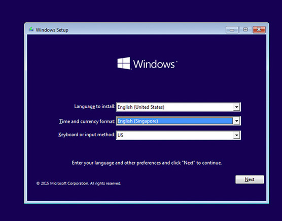 Windows Installation Screen